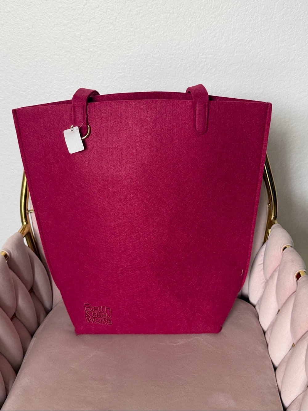 NWT Bath & Body Works Deep Pink Felt Tote - Picture 16 of 16